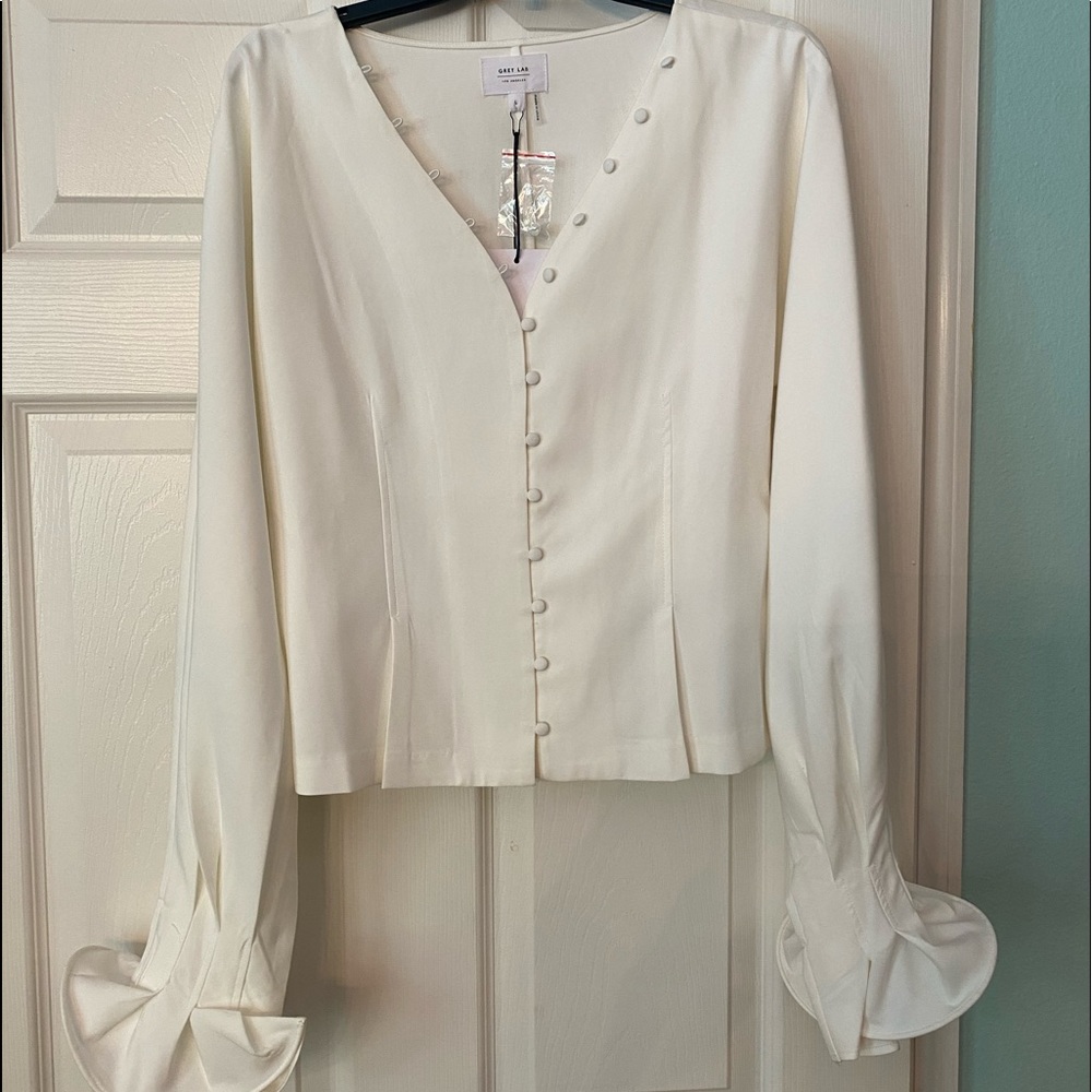 Grey Lab Los Angeles Ivory Button Up Blouse